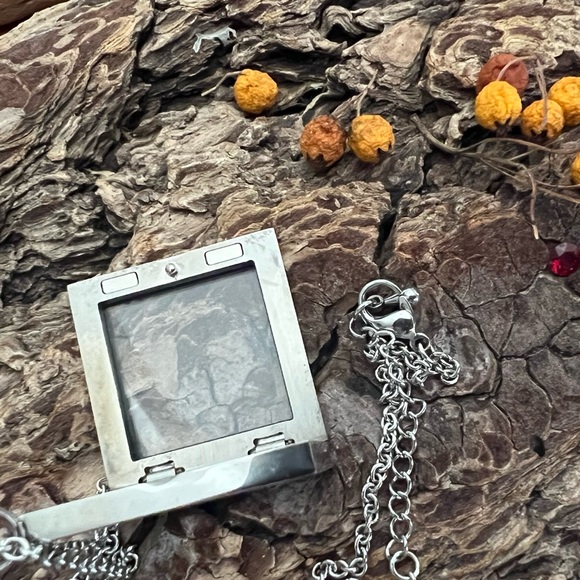 SOUTH HILL Square Black Floating Locket Necklace Charms Leo Zodiac Letter A Red - Picture 7 of 9